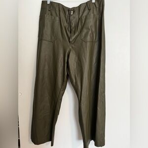 Maeve Size 34 cropped faux leather pants- color olive